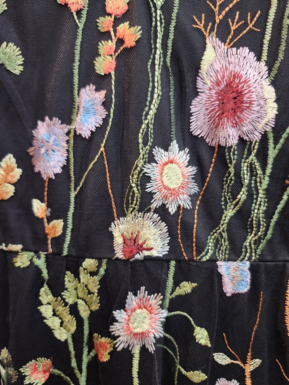 Torrid Black Floral Embroidered Mesh Maxi Dress, 22 = 3X - Picture 4 of 7